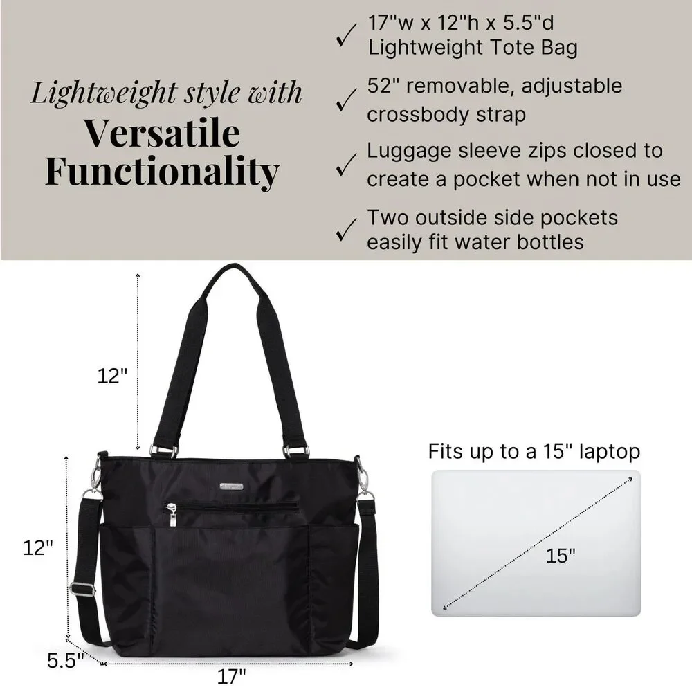 Baggallini Essential Laptop Tote Work Tote Bag with Laptop Sleeve Lightweigt